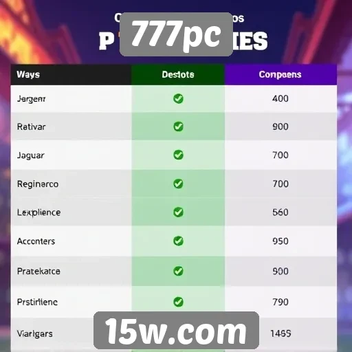 Comparativo entre 777pc e outros sites de jogos